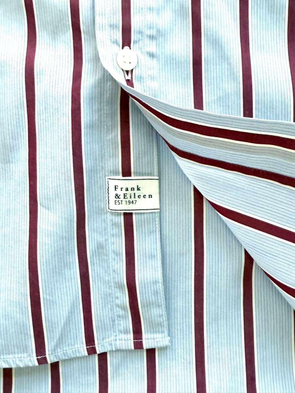 Frank & Eileen Eileen Relaxed Button-Up Shirt Blue Red White Stripe XXS - Picture 6 of 10